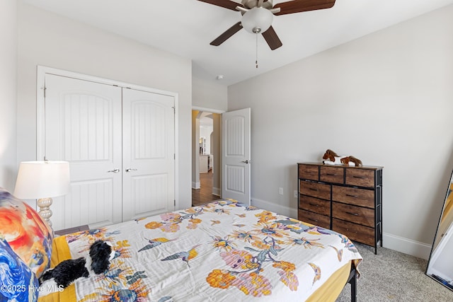 2226 Jasper Forest Trl, Winnabow, NC 28479 - bedroom with a closet, baseboards, and a ceiling fan