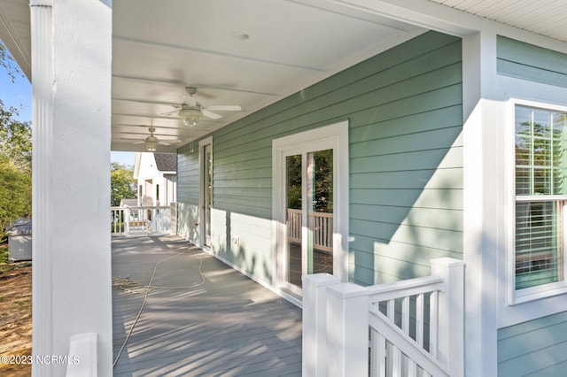 deck featuring a ceiling fan
