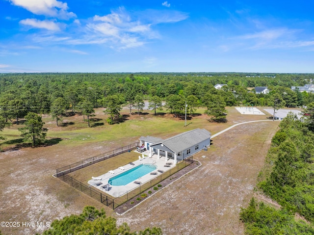 aerial view with a forest view