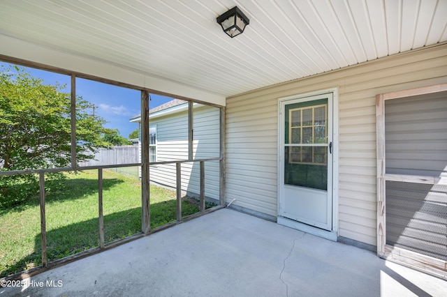 view of unfurnished sunroom