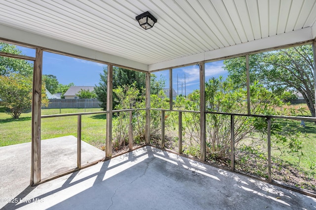 view of unfurnished sunroom