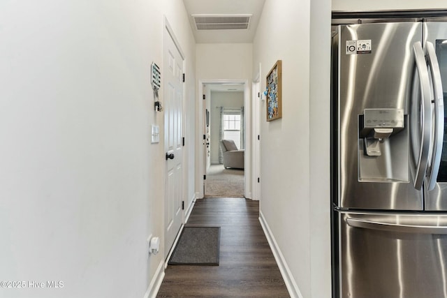 603 Coral Reef Ct, Sneads Ferry, NC 28460 - corridor featuring baseboards, dark wood-type flooring, and visible vents