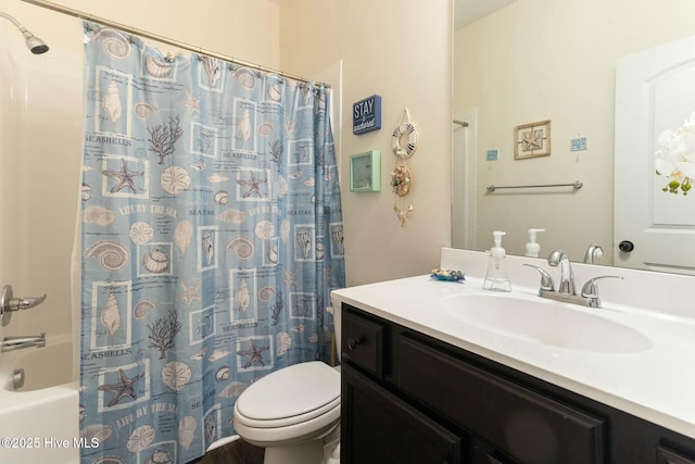603 Coral Reef Ct, Sneads Ferry, NC 28460 - bathroom featuring shower / tub combo, toilet, and vanity