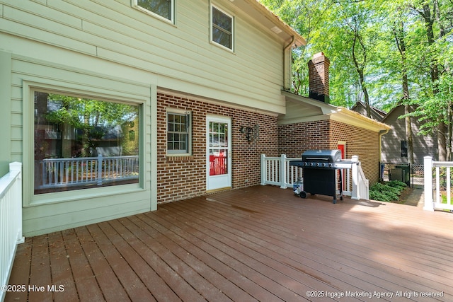 deck featuring area for grilling