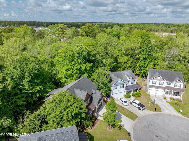 aerial view with a forest view