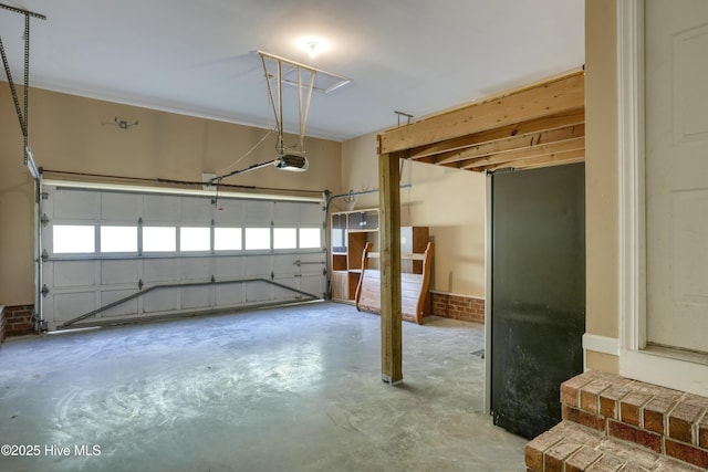 garage with a garage door opener