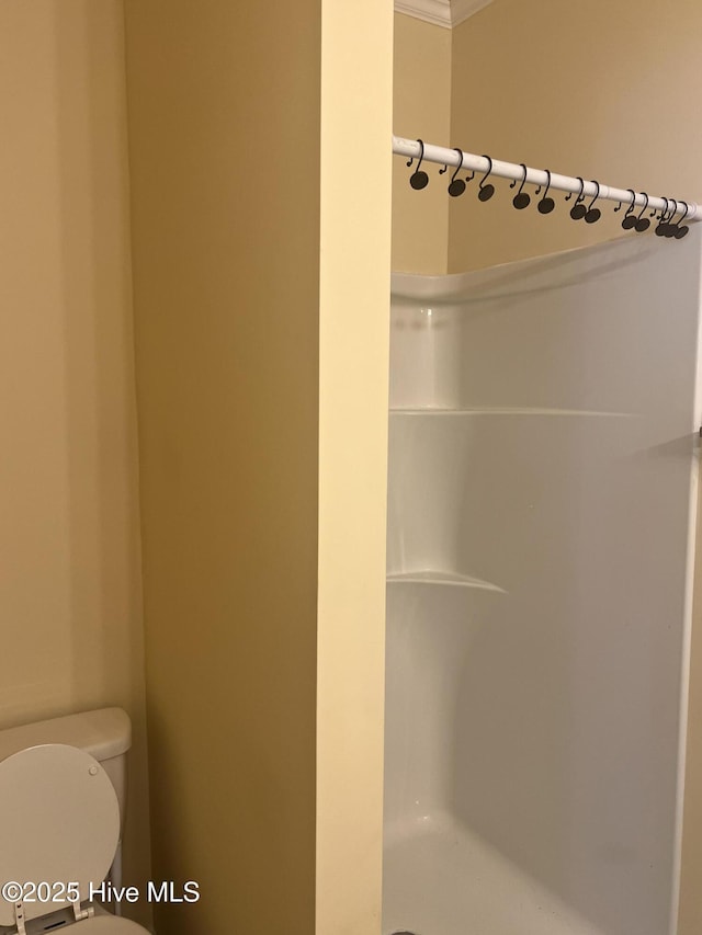 full bath featuring walk in shower and toilet