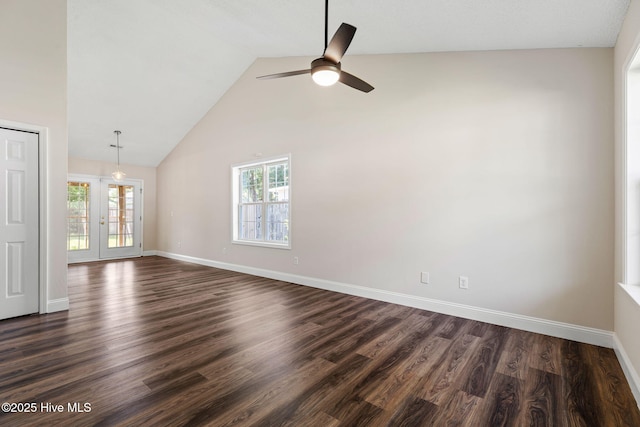 719 Oak Branches Close Close SE, Leland, NC 28451 - spare room with plenty of natural light, a ceiling fan, baseboards, and high vaulted ceiling