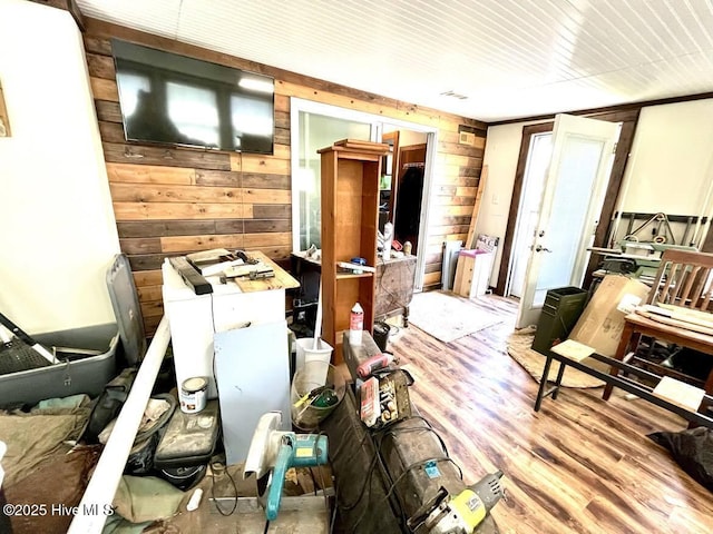 1281 Old Chinquapin Rd, Beulaville, NC 28518 - miscellaneous room featuring wooden walls and wood finished floors