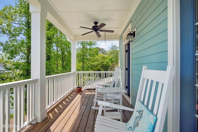 6439 Stopper Ln SW, Ocean Isle Beach, NC 28469 - deck with a ceiling fan