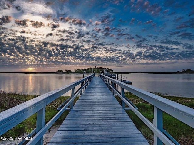 view of dock featuring a water view