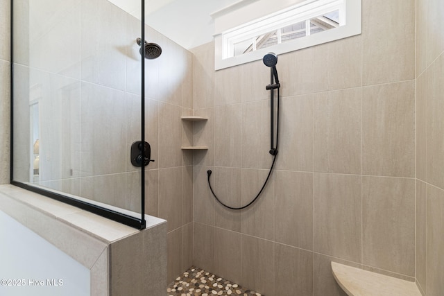 bathroom with a walk in shower