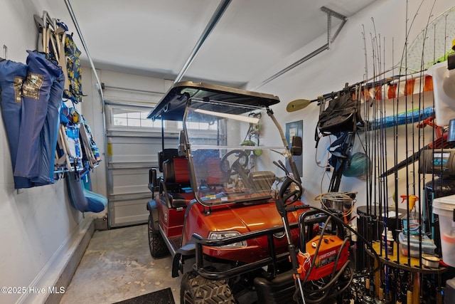 garage with baseboards