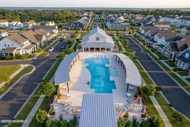 drone / aerial view with a residential view