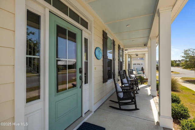 view of patio featuring a porch