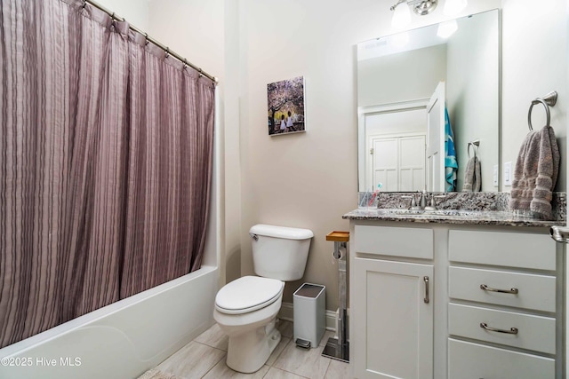 61 Spinnaker Point Rd N, Oriental, NC 28571 - bathroom with toilet, vanity, shower / tub combo, tile patterned flooring, and baseboards