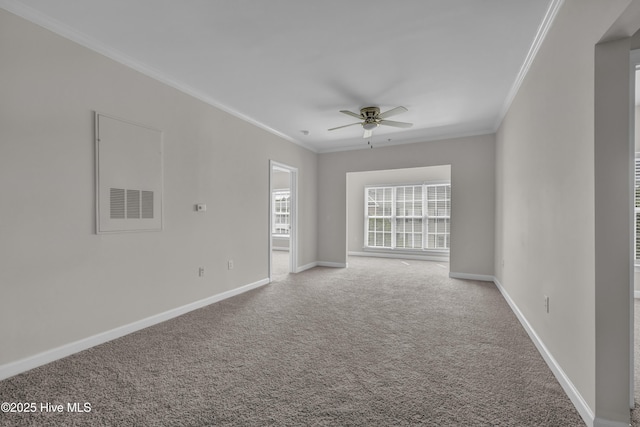 2807 Bloomfield Ln Unit 307, Wilmington, NC 28412 - unfurnished room featuring crown molding, ceiling fan, carpet floors, and baseboards