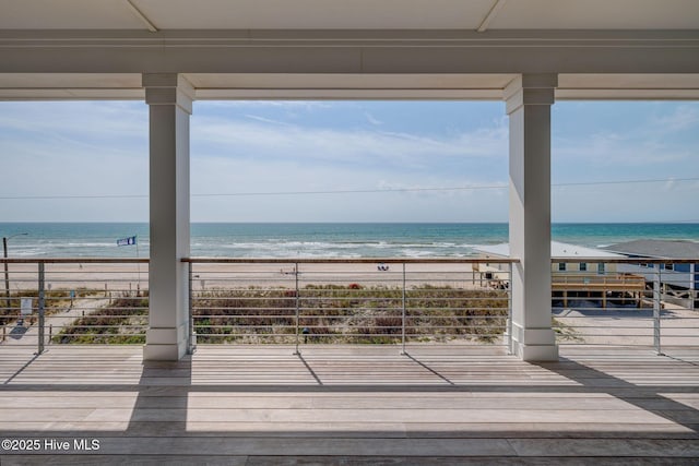 exterior space featuring a view of the beach