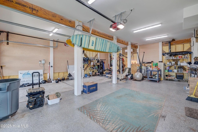 garage with a garage door opener