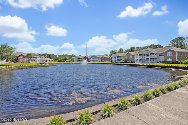 view of water feature with a residential view