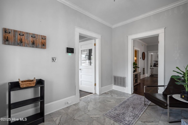 210 S 17th St, Wilmington, NC 28401 - hallway with ornamental molding, baseboards, and marble finish flooring
