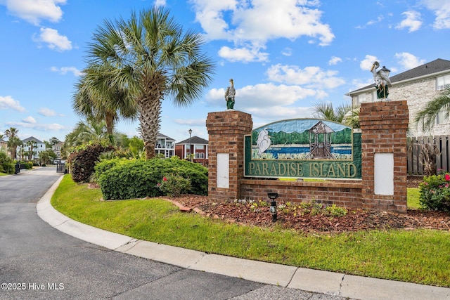 view of community sign