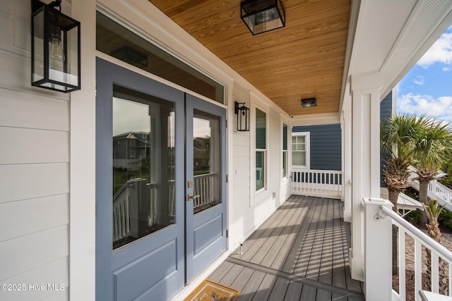 wooden deck with covered porch
