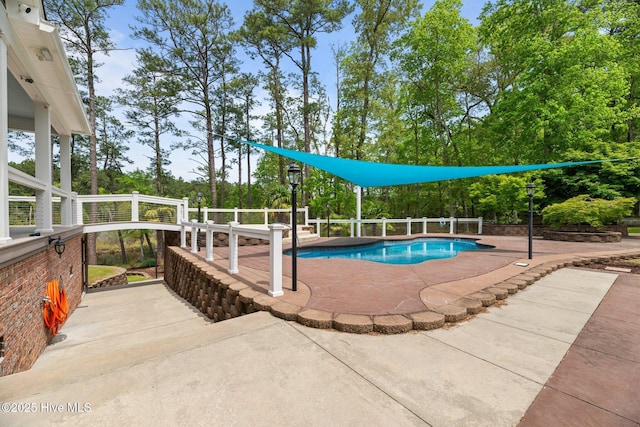view of pool with a patio and a fenced in pool