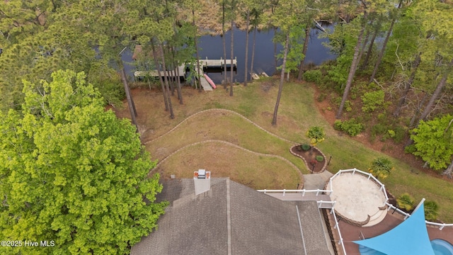 bird's eye view featuring a water view