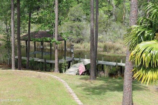 exterior space featuring a boat dock