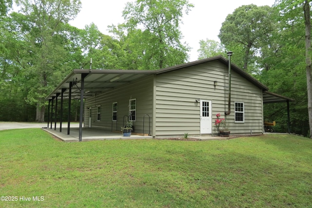 view of property exterior with a yard