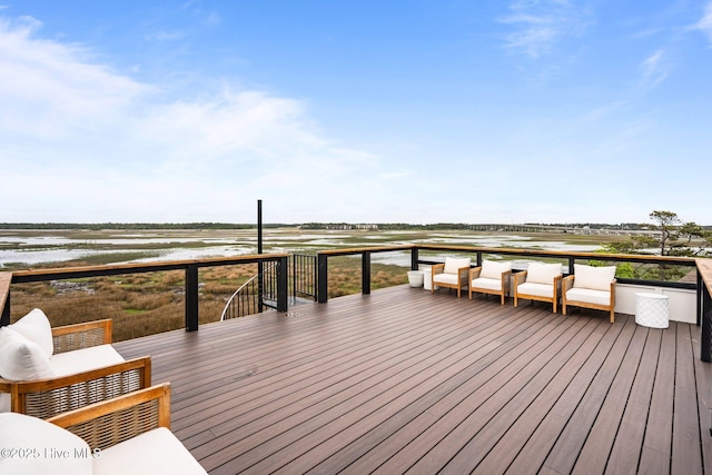 deck with a water view