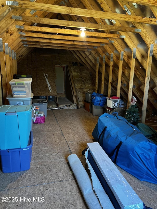 view of unfinished attic