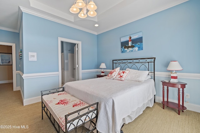 107 Waterway Crossing Ct, Little River, SC 29566 - bedroom with a chandelier, carpet, ornamental molding, and baseboards