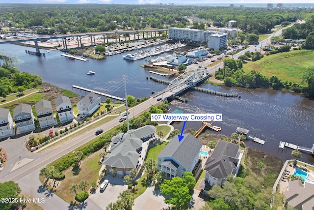 107 Waterway Crossing Ct, Little River, SC 29566 - aerial view of a nearby body of water and a marina