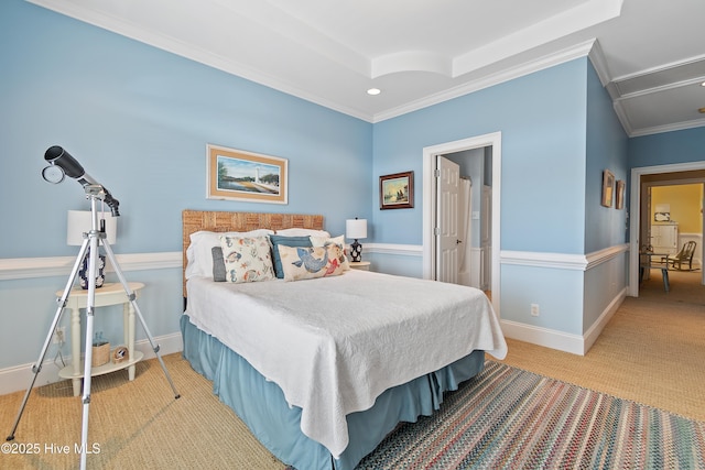 107 Waterway Crossing Ct, Little River, SC 29566 - carpeted bedroom with ornamental molding, a tray ceiling, recessed lighting, and baseboards