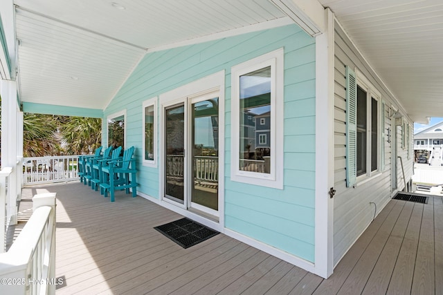 deck with covered porch