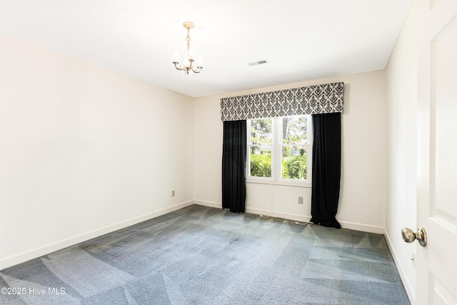 3012 Remington Dr, Wilmington, NC 28405 - carpeted spare room with baseboards, visible vents, and an inviting chandelier