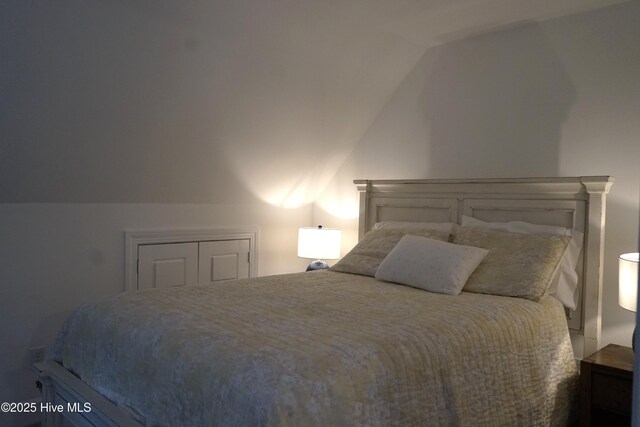 bedroom with vaulted ceiling