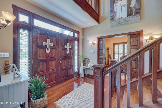 753 S Horsepen Dr, Harrells, NC 28444 - foyer entrance with plenty of natural light, stairs, and wood finished floors