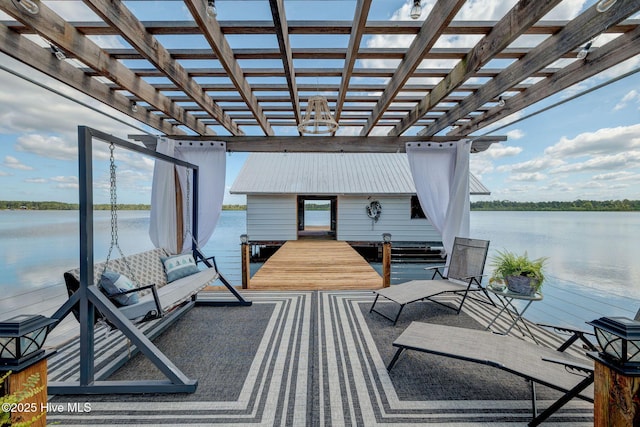 753 S Horsepen Dr, Harrells, NC 28444 - dock area featuring a water view and a pergola