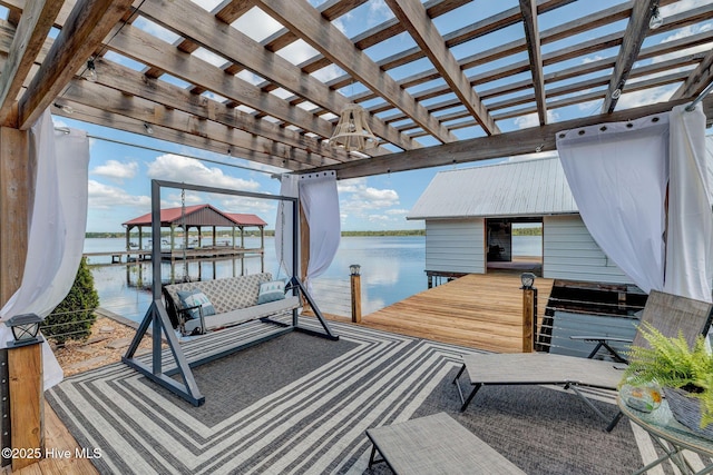 753 S Horsepen Dr, Harrells, NC 28444 - dock area featuring a pergola and a water view