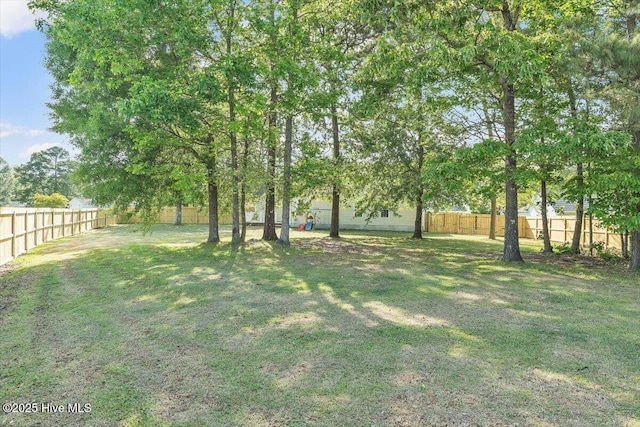 view of yard with a fenced backyard