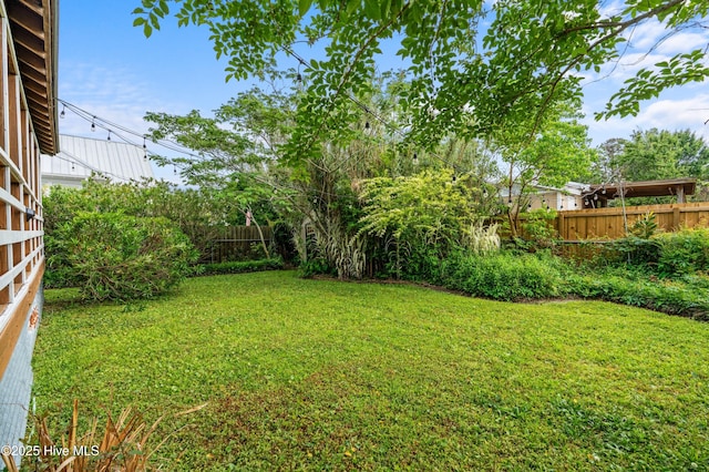 view of yard featuring a fenced backyard