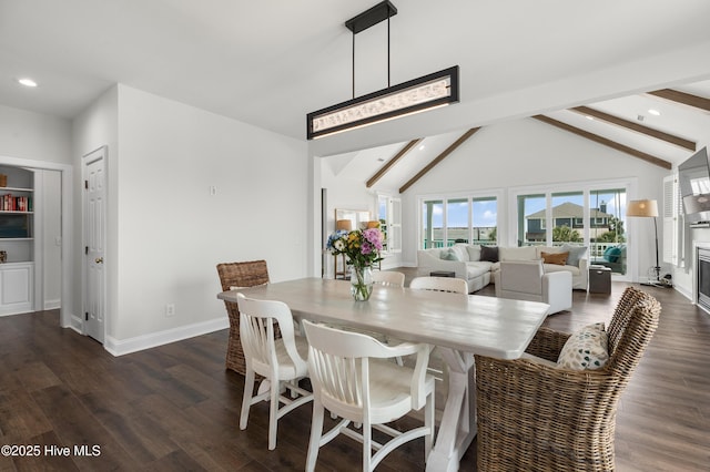 768 S Lumina Ave, Wrightsville Beach, NC 28480 - dining space with baseboards, recessed lighting, and dark wood-style floors