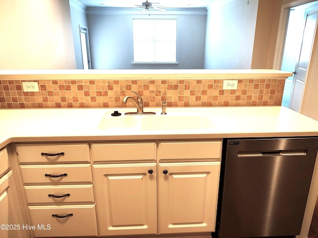 bathroom with vanity and backsplash