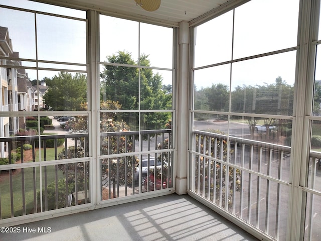 view of unfurnished sunroom