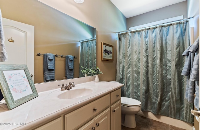 3603 Seafoam Ct, New Bern, NC 28562 - bathroom featuring toilet, vanity, and tile patterned floors