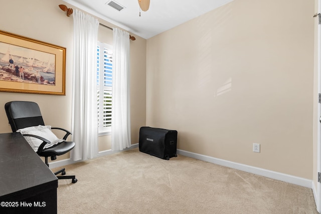 7610 High Market St Unit 3, Sunset Beach, NC 28468 - office with carpet floors, baseboards, and a ceiling fan