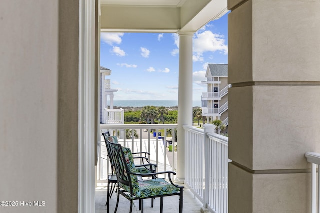 balcony with a water view